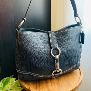 Coach Hamilton Black Pebbled Leather Shoulder Bag 2008 Y2K